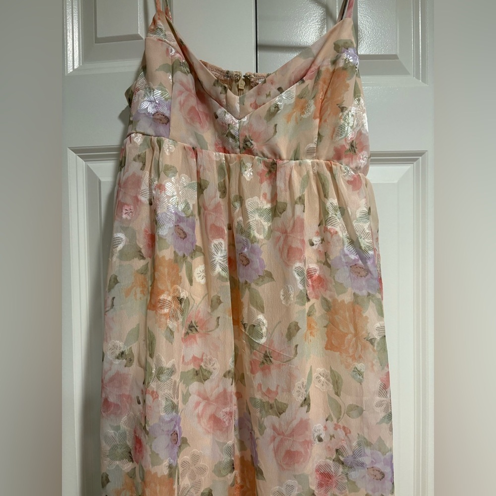 🌸 NWOT Romantic Floral Midi Dress Boutique Girly Pastel Bridal Wedding 🌸 - Picture 5 of 8